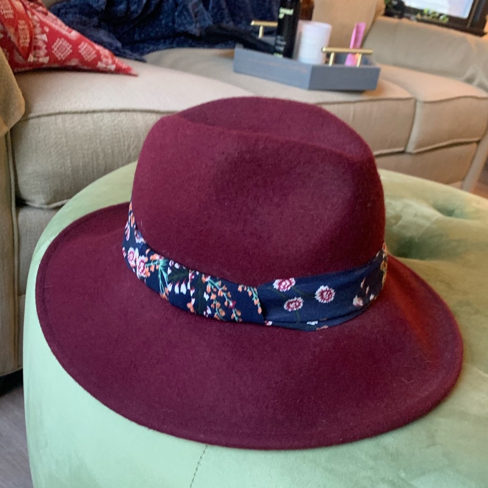 Wool hat from Anthropologie, maroon